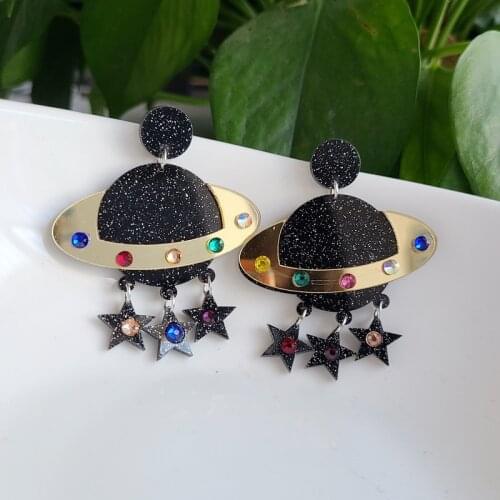 Cute Cartoon UFO Star acrylic jewelry wholesale Earrings Women korean Earrings Fashion Charm Exaggerated Hip Hop Girls Gift