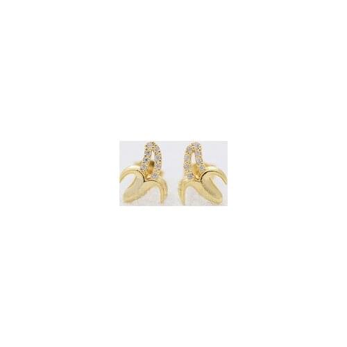 Fashion silver plated banana stud earrings, personality hollow out banana stud earrings for women wholesale