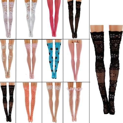 Handmade Fashion 5 Pcs/Lot Colourful Mixed Style Lace Stockings Casual Wear Dress Up Clothes for Barbie Doll Accessories Toys