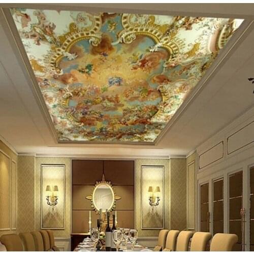 Custom 3D Photo Mural Wallpaper European Style Hotel Living Room Bedroom Ceiling Wall Mural Painting Art Wallpaper Home Decor
