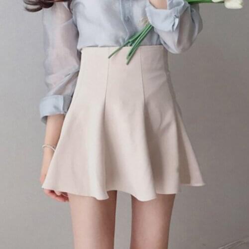 Korea New Mini Skirt Solid Trumpet Skirts High Waist Ruffles A-line Skirt Pleated Fashion Women Casual 76BW