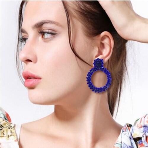 The new bohemian glass bead earrings pendant lady hand crystal ring fashion beautiful earrings 2019 earrings