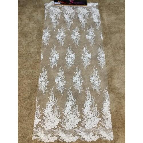 Wholesale Luxury Lace Fabric Beaded Embroidery Triming Lace Fabric Bridal 10 Yards/ Lot