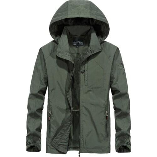 Autumn Mens Thin Jacket Male Casual Overcoat Army Tactics Windbreaker Jacket Mens Waterproof Breathable Hooded 5XL