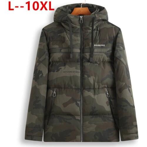 8XL 7XL 6XL Winter Loose Cotton Liner Mens Hooded Parkas Long Sleeve Zipper Thick Warm Plus Size Male Casual Outerwear Overcoats
