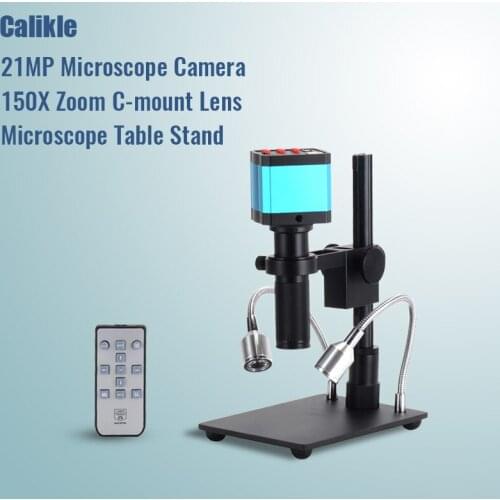 Full HD 21MP Electron Digital Microscope Image Sensor Digital Magnifier Microscope 150X C-MOUNT Lens for PCB SMD THT Soldering