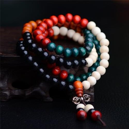 Hot Prayer Beads Mala 108 Beads Bracelets 8mm Natural Sandalwood Buddhist Buddha Rosary Beads Men Bracelets & Bangles Jewelry