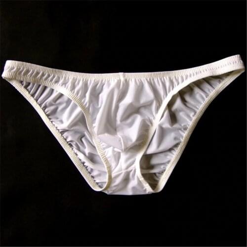 Simple Low Waist Mens Ice Silk Briefs Transparent Breathable U Convex Thin Nylon Underwear China Calzoncillos