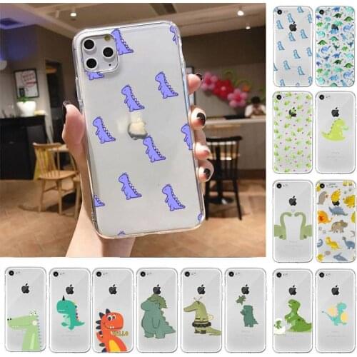 Cute dinosaur Phone Case For iPhone X XS MAX 6 6s 7 7plus 8 8Plus 5 5S SE 2020 XR 11 11pro max Clear funda Cover