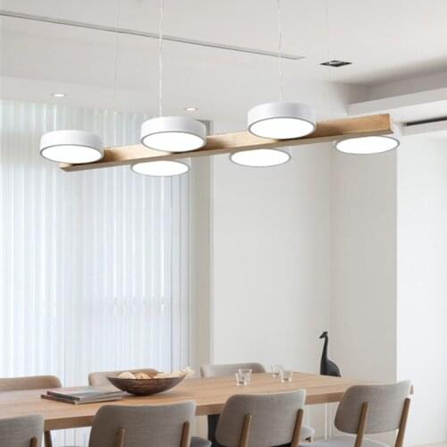 Nordic solid wood LED dining room chandelier bedroom light living room dimming light office eye protection light