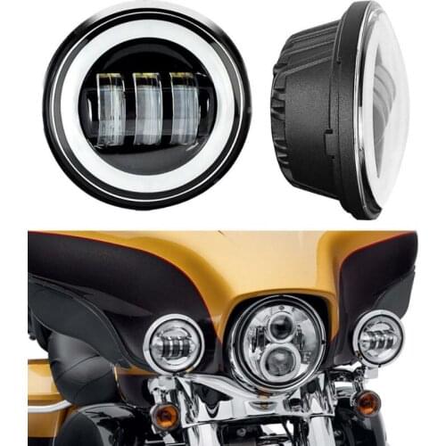 1 Pair 4.5“ 4 1/2 inch Motorcycle Chrome Black LED Fog Passing Auxiliary Light for Classic FLHR Road King 4.5Inch LED Fog Light