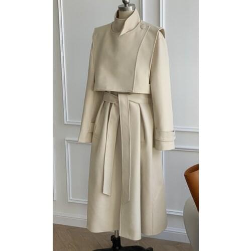 Designer High Quality Trench Coat Zipper Front Women Autumn Winter Fashion Solid Slim Long Trench Coats Windbreaker Outerwear