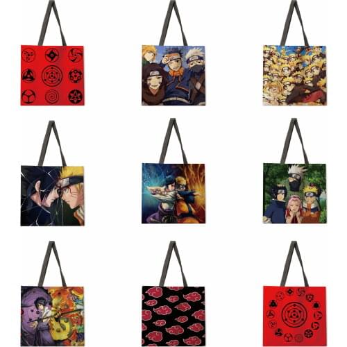 Cartoon Anime Linen Shopping Bag Ladies Shoulder Bag Foldable Shopping Bag Beach Tote Bag