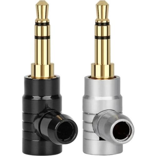 Earphone Plug Jack 3.5 mm Gold Plated Copper Audio Adapter 3 Pole Stereo Headphone Amplifier L-Type Bend Wire Connector ID 4mm