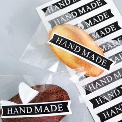 160pcs/lot Simple Black White Handmade Stickers Scrapbook For DIY Gifts Cake Cookie Baking Package Hand Make With Love