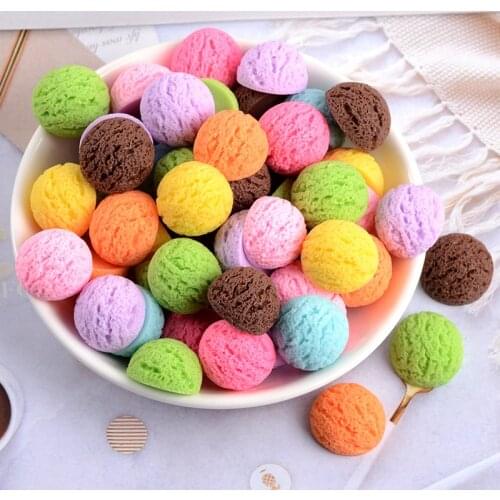 20Pcs/Lot Colorful Jewelry Beads Imitation Food Cream Embellishments Scrapbooking 15mm Ornament Accessories Cameo Craft