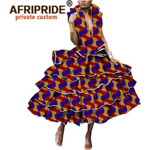 2020 African Print Dresses for Women Dinner Cocktail Party Holiday Wedding Evening Ankara Dresses Print AFRIPRIDE A1925038