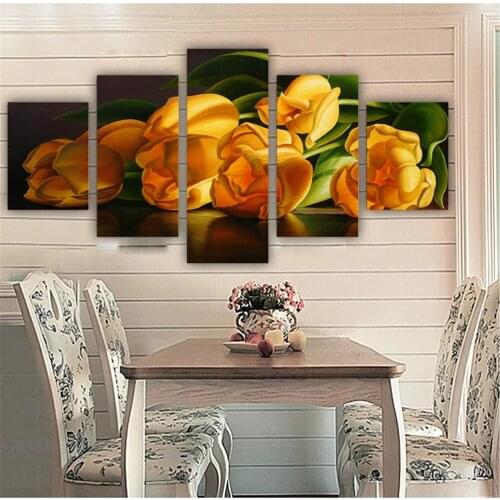 5 PCS Canvas Wall Art Canvas Painting Beautiful Flower Canvas Pictures For Kitchen Posters On The Wall Home Living Room Decor