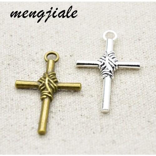 8pcs Two Color Cross Charms Alloy Metal Religion Pendants For DIY Handmade Jewelry Accessories Making 40*25mm