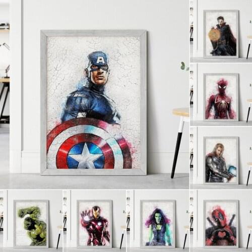 Abstract Superhero Avengers Poster Spider Man Marvel Canvas Painting Captain America Wall Art Decor Pictures for Home Decor
