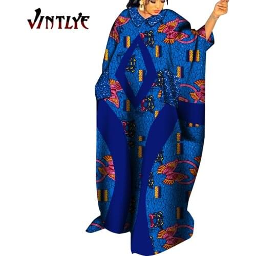 Large Size African Women Dresses Bat Sleeve Dashiki Dresses Loose African Lady Clothes Fashion Maxi Robe Africaine Dress WY6190