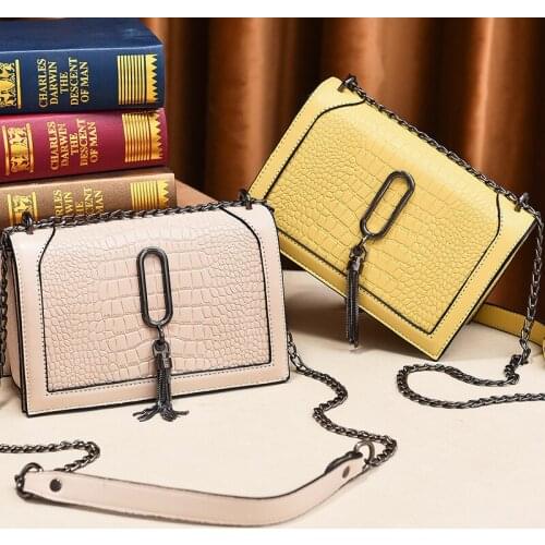 Brand Shoulder Bag For Women Tassel Single Shoulder Mssenger Crocodile Pattern Chain Stylish Crossbody Bags Designer PU Leather