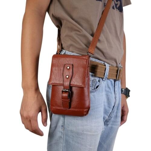 For iPhone 12 Pro 11 X XS Huawei Phone Case 6.5inch Shoulder Bag Men Leather Wallet Storage Diagonal Waist Bags Backpack Handbag