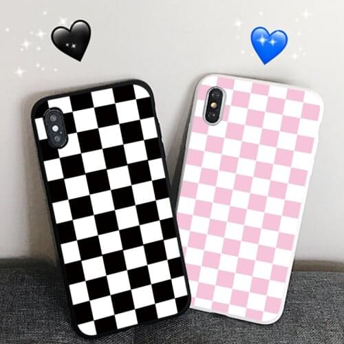 Checkerboard Plaid Checked Checkered Phone Case For iPhone 11 Pro XS MAX XR X 7 8 6 Plus SE 2020 Grid Cover Coque For iPhone 12