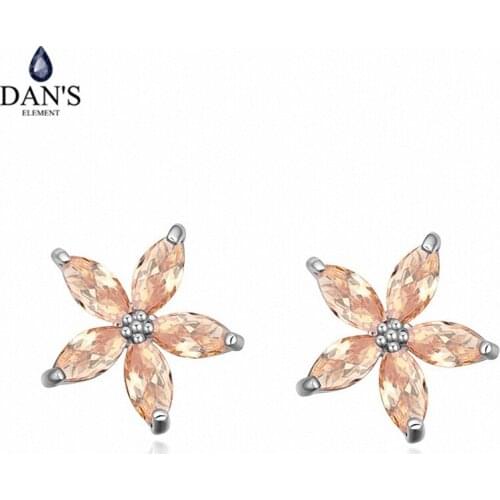 DANS ELEMENT New Sales AAA Zirconia Micro Inlays White Gold Color Flower Earrings For Women Valentines Gift 109029champagne