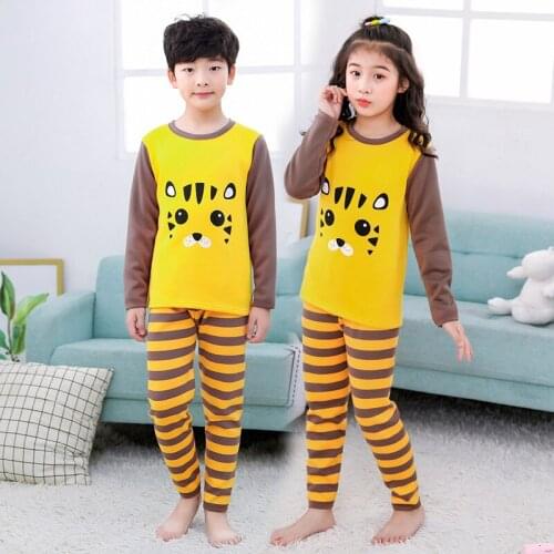 Childrens boys Long johns pyjamas kids Sleeve Pajama Suit Plush Underwear Boy Thickened Korean New Girls Sleepwear