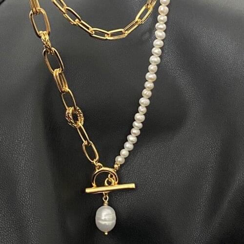 Real Gold Long Chain Necklace Brass With 18K Gold Women Jewelry Runway Gown Hiphop Boho Rare Glam Japan Korean Fashion