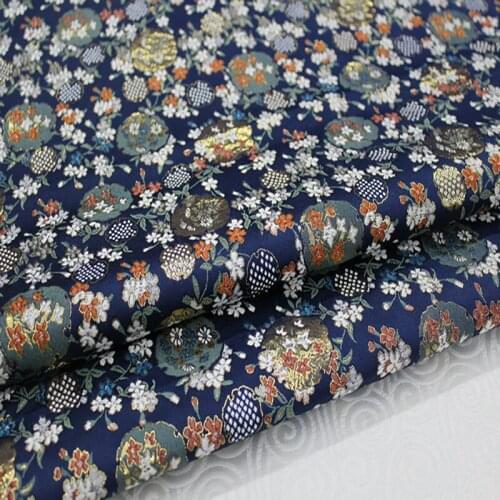 HLQON 75cm width brocade yarn dyed deep blue fabric for patchwork felt tissue telas bed sheet cheongsam dress children coat