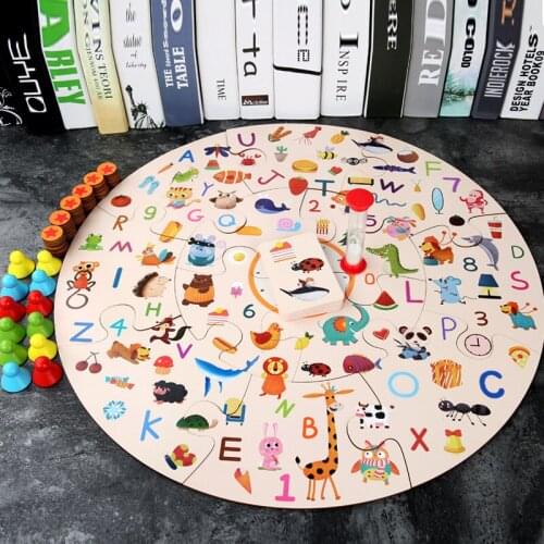 Montessori Early education toys wooden jigsaw puzzle parent child team interactive card game detective search answer memory game