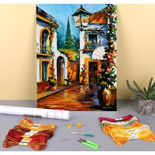 Oil Painting Style Sun July Pre-Printed 11CT Cross-Stitch Set DIY Embroidery DMC Threads Handmade Painting Hobby Promotions