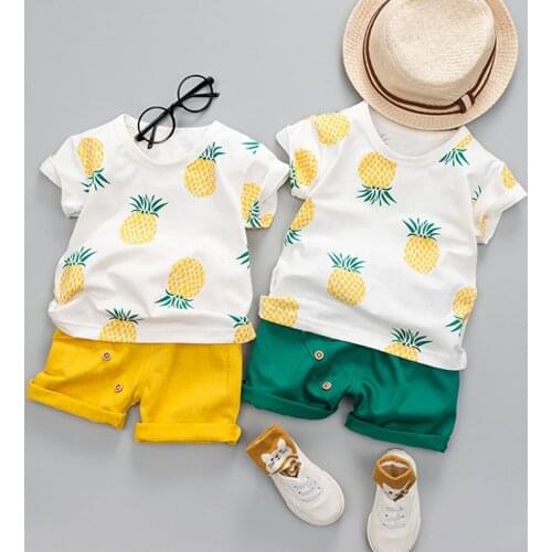 2021 Toddler Fashion Boys Clothes Baby Clothing Set For Boys Girls Cute Summer Casual Clothes Set Fruit Top+Shorts Kids Clothes