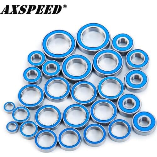 AXSPEED 27PCS Rubber Sealed Bearing Kit for 1/10 Traxxas Maxx 4S & 89076-4 RC Crawler Car Blue Bearing Upgrade Parts