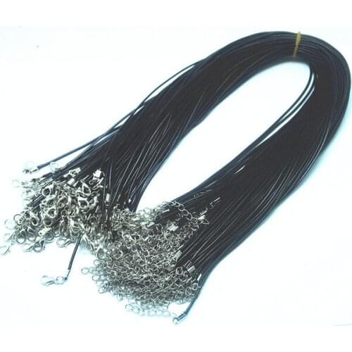 50 pcs Black Wax necklace chains Korean import cord new thread good quality of wire 1.5mm 2.0mm length 45cm