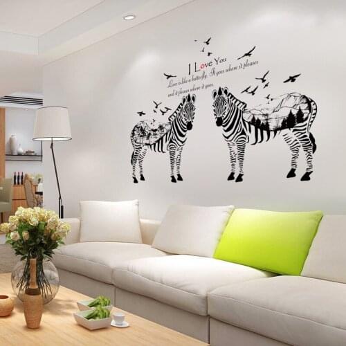Forest silhouette Couples zebra wall stickers Vinyl DIY Art Wall Decals For Living room Sofa background wall Decor wallpaper