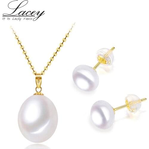 Fashion 18k gold jewelry sets,real natural freshwater pearl pandent earrings jewelry sets,bride wedding jewelry sets for women