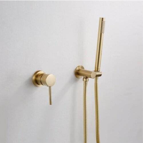 Shower faucet set Brush Gold/back wall mounted shower faucet brass in-wall water mixer