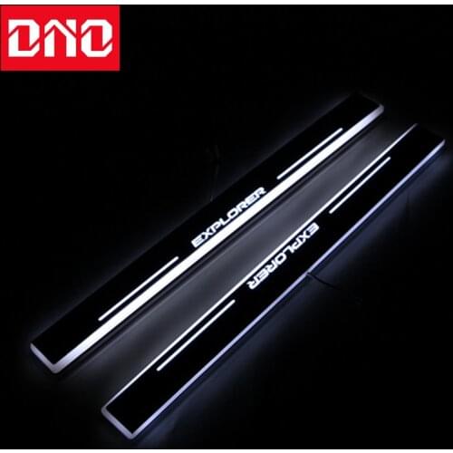 2Pcs DNO Trim Pedal LED Car Light Door Sill Scuff Plate Pathway Dynamic Streamer Welcome Lamp For Ford Explorer 2011-2014