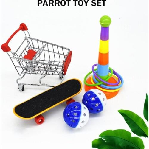 New Parrot Bird Toy Combination Set Product Ferrule Skateboard Cart Ball Bite Training Interactive Equipment
