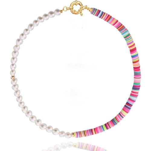 Asymmetry Necklace for Women Soft Resin Imitation Pearls Beaded Necklaces Female Clavicle Chain Short 2021 Fashion Jewelry