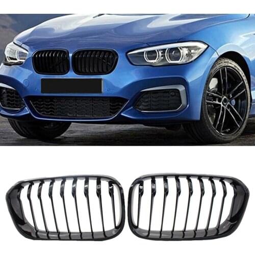 Front Hood Grille/Grilles Single Slat Kidney Grille Frame High Gloss Black Fence Grille Compatible for BMW F20 LCI 1-Series 2015