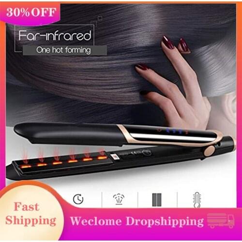 Professional Infrared Ceramic Hair Straightener 2-in-1 Flat Iron with LCD Display Hair Straightener&Curler for All Styles