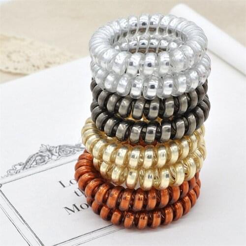 5Pcs Multicolor Elastic Hair Bands Spiral Shape Ponytail Hair Ties Gum Rubber Band Hair Rope Telephone Wire Hair Accessories