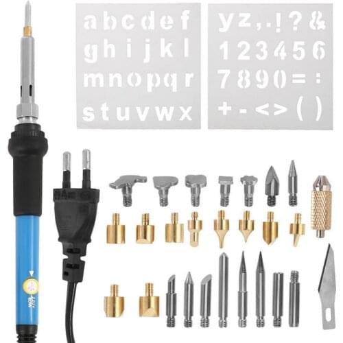 Mayitr 28pcs/set Adjustable Wood Burning Pen Set Soldering Iron Carving Pyrography Tool Soldering Welding Tips Kit 220V 60W