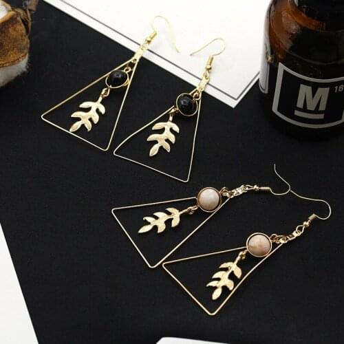 RONGQING 12pair/lot Hollow Triangle Leaves Earrings Geometric Fashion Jewelry Wholesale