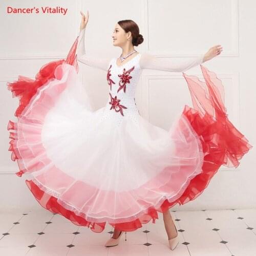Luxury Diamond Sequins Ballroom Dance Dress Ladys Latin Waltz Dancing Dresses Women Stage Competition/Practice Dance Costumes