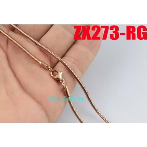 Rose golden color (16"-28") 2mm round snake chain stainless steel necklace fashion women jewelry chains 20pcs ZX273-RG